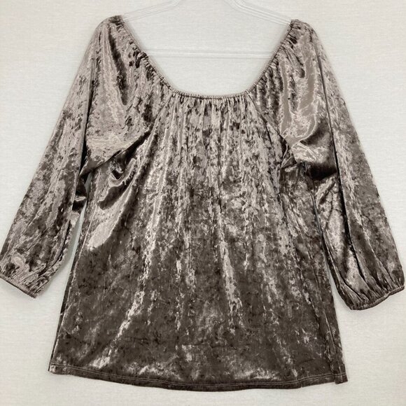 Lane Bryant Velvet Ruched Front 3/4 Sleeve Stretch Top size 10/12 Feminine - Picture 8 of 9